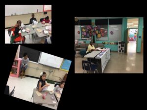 Children in classroom cafeteria and school reception area