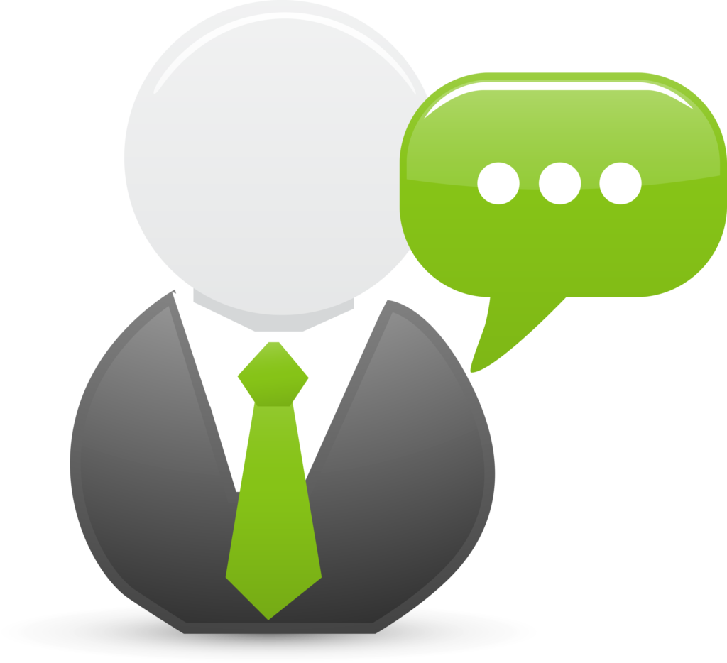 Illustration of person with speech bubble, communication theme.